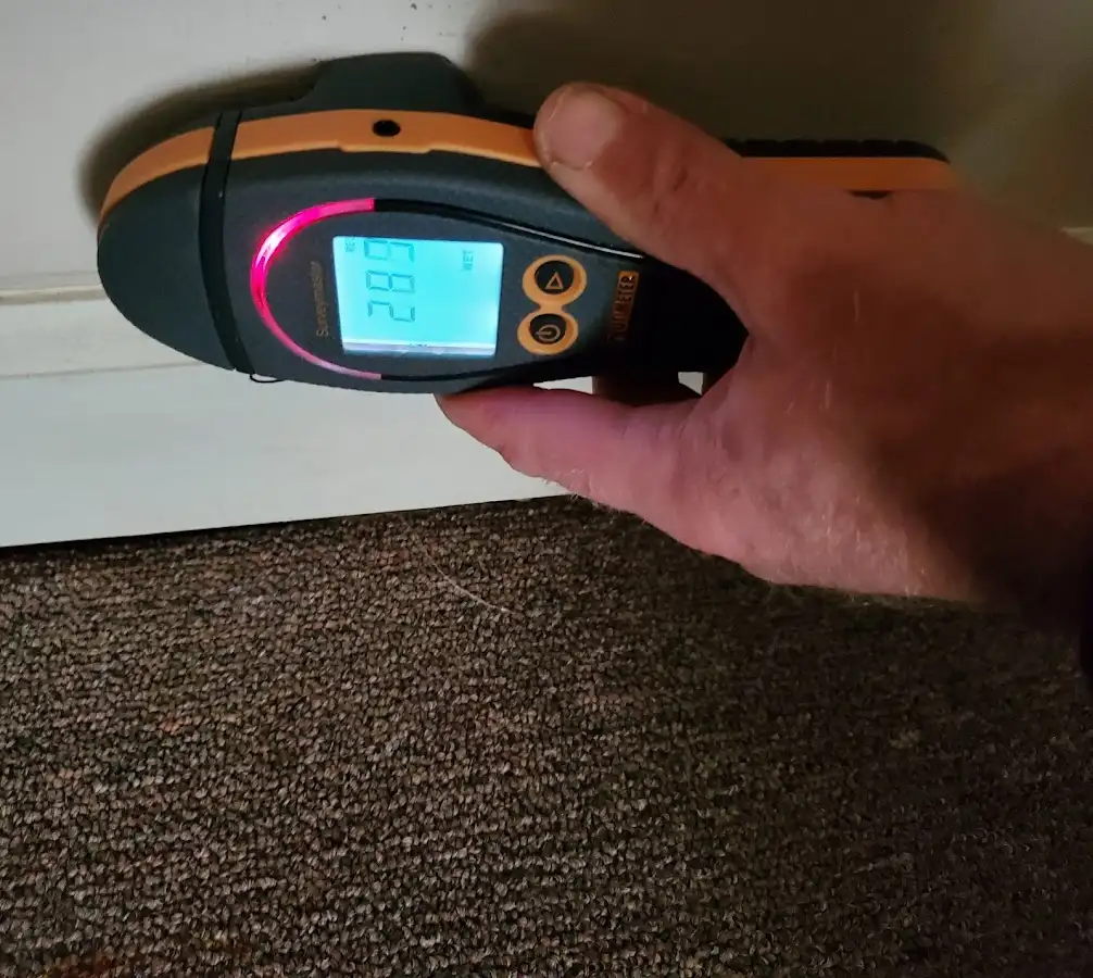 Moisture detection at baseboard during Sewage Cleanup & Sanitation in Pike Creek Valley